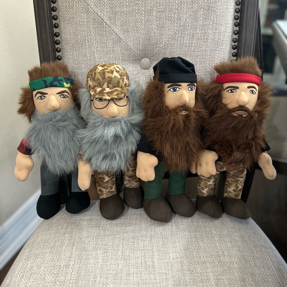 Set of Four Duck DynyBearded Plush Dolls. 11 inches tall